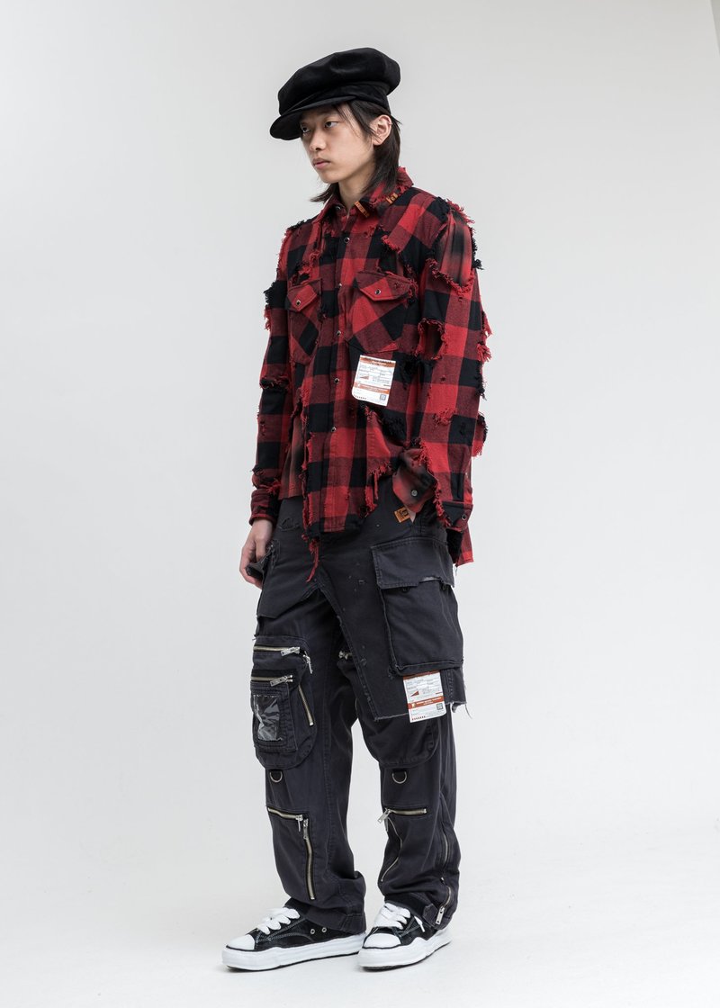 rurumu: patchwork broken check shirts
