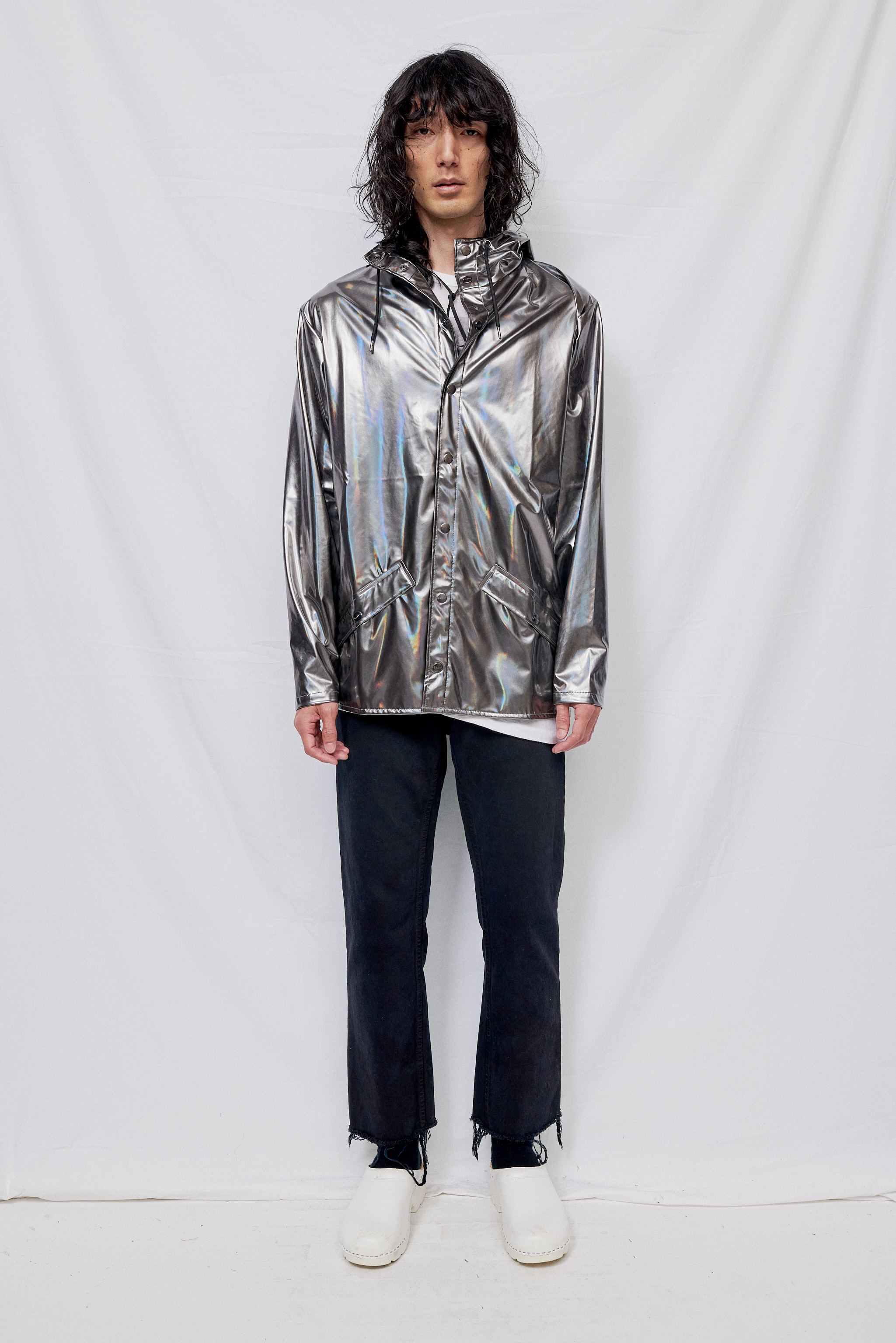 Waterproof Jacket Rains Holographic Rains Black Holographic Curve