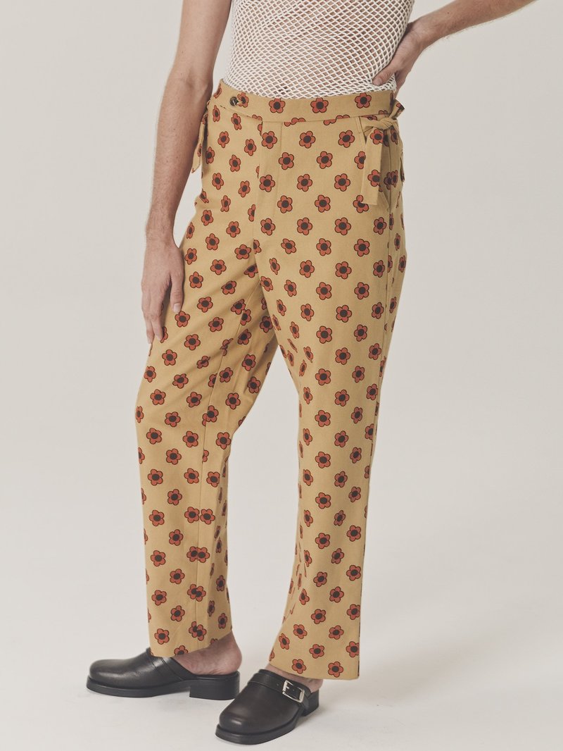 BODE Daisy Side Tie Trousers - Gold/Orange 