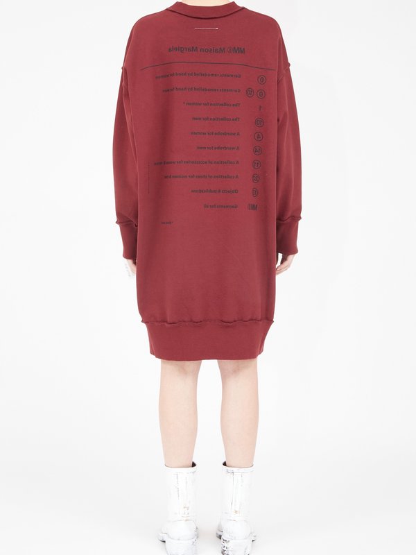 Deconstructed Sweatshirt Dress in Burgundy by MM6 Maison Deconstructed Sweatshirt Dress in Burgundy by MM6 Maison