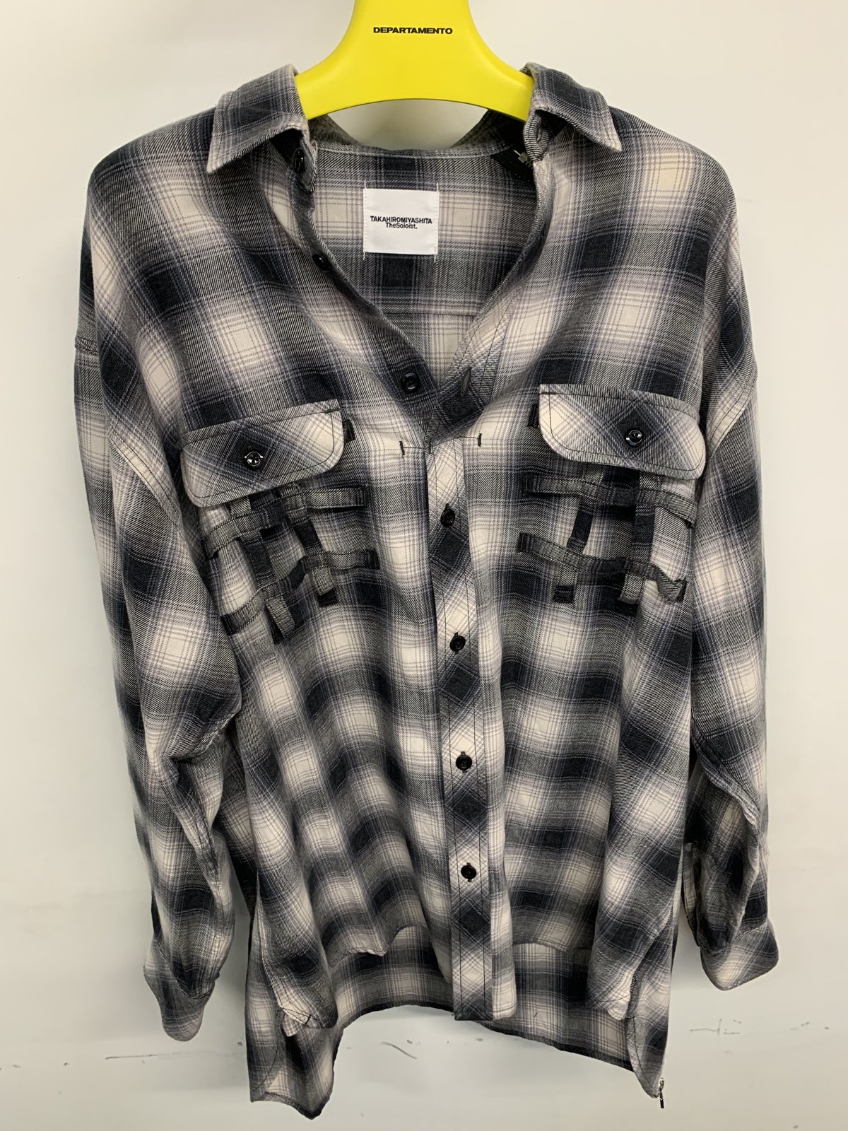 TAKAHIROMIYASHITA The Soloist. Flannel Side Back Zip Not Work Shirt - Black Ombre Plaid - Image 5 of 6