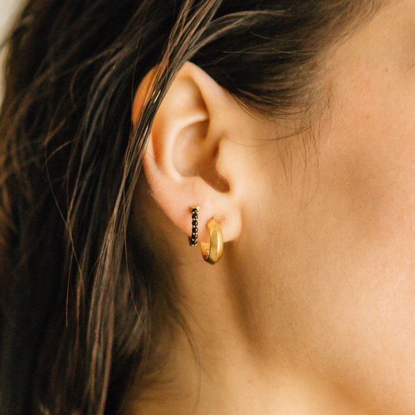 black onyx hoop earrings