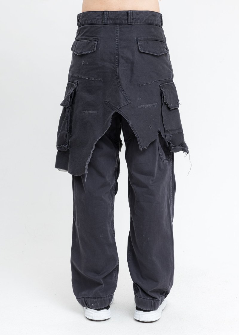 Mihara Yasuhiro Layered Combined Military Pants - Black