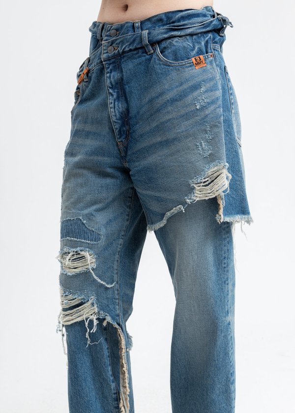 Mihara Yasuhiro Broken Layered Denim Pants - Indigo | Garmentory