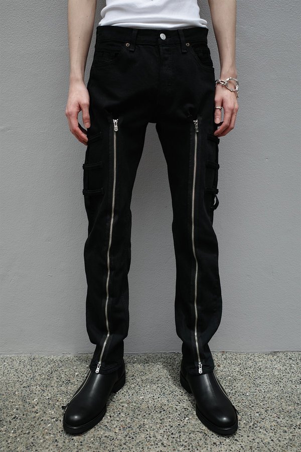 TAKAHIROMIYASHITA The Soloist. Bondage Pocket Front Zipper Upcycled Vintage Denim