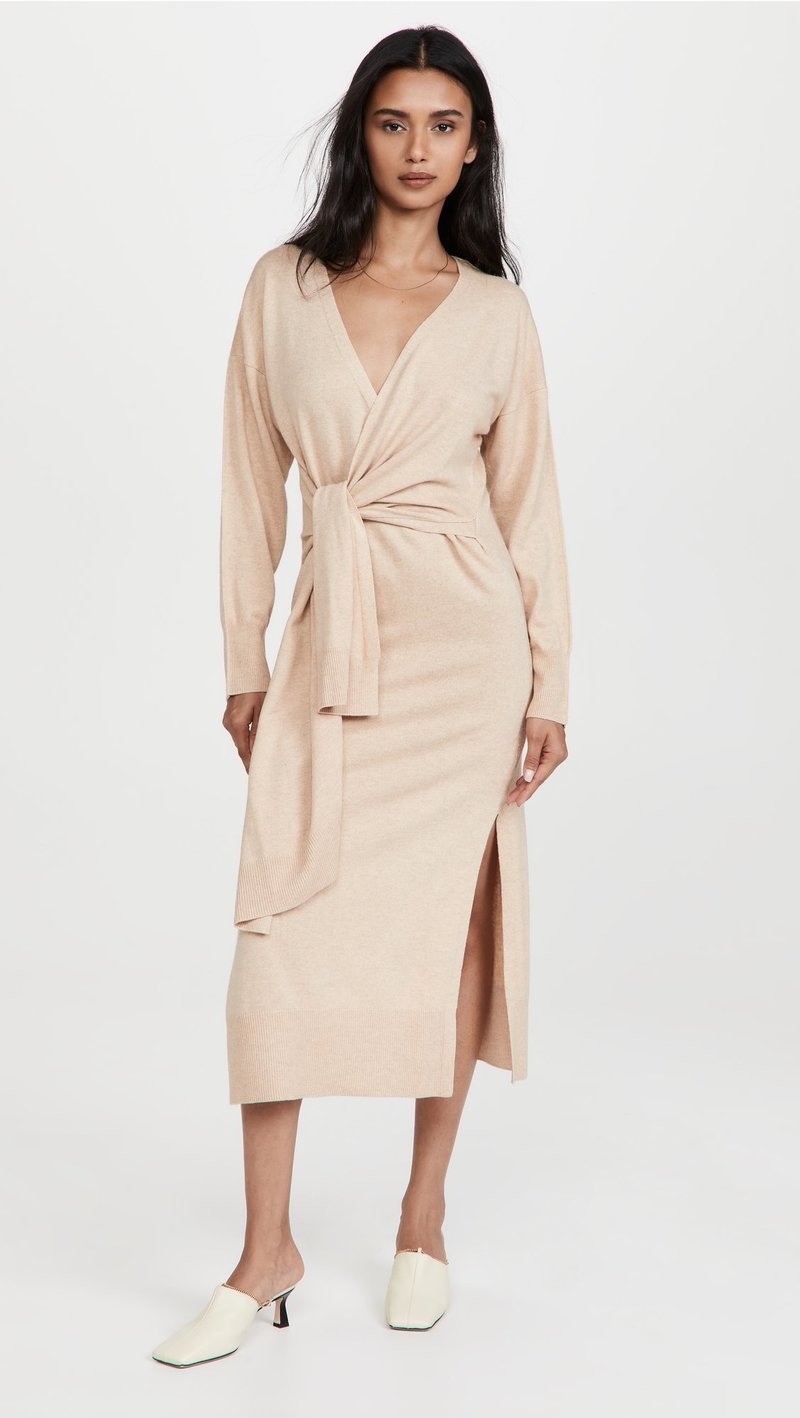 Jonathan Simkhai Skyla Knit Wrap Dress - Biscuit Jonathan Simkhai Skyla Knit Wrap Dress - Biscuit