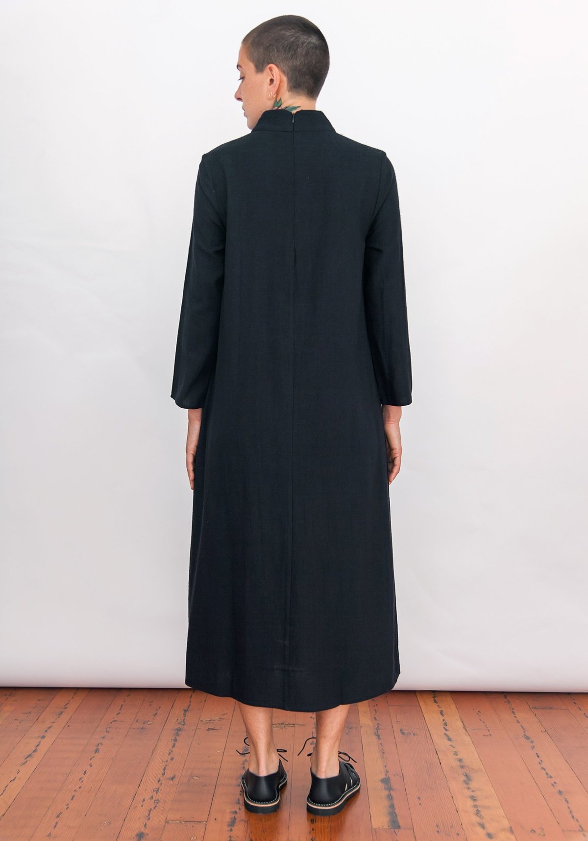 ali golden mock neck dress HIGH NECK BIAS DRESS