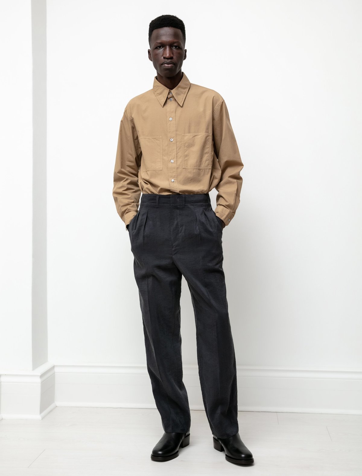 Lemaire 2 Pleats Pants - Dry Silk Coal | Garmentory