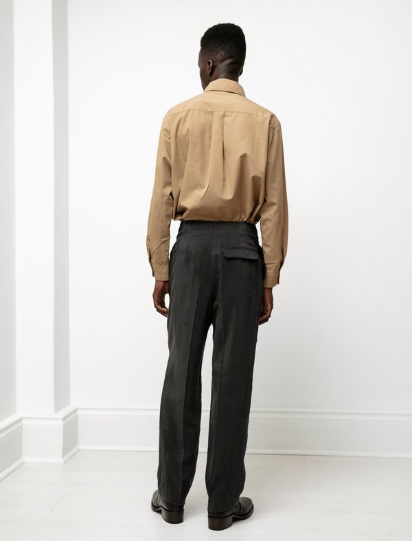 Lemaire 2 Pleats Pants - Dry Silk Coal | Garmentory