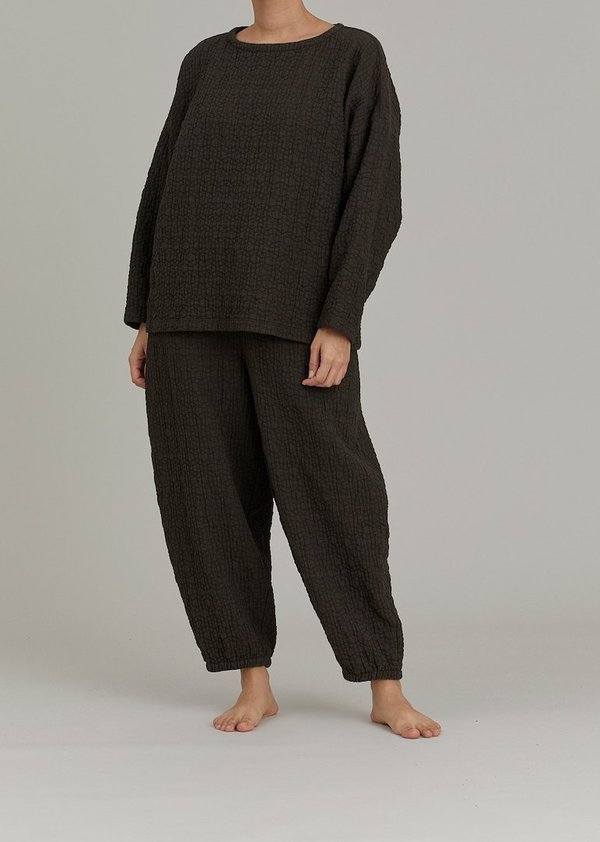 Black Crane Quilted Boyfriend Pullover Dark Grey Garmentory