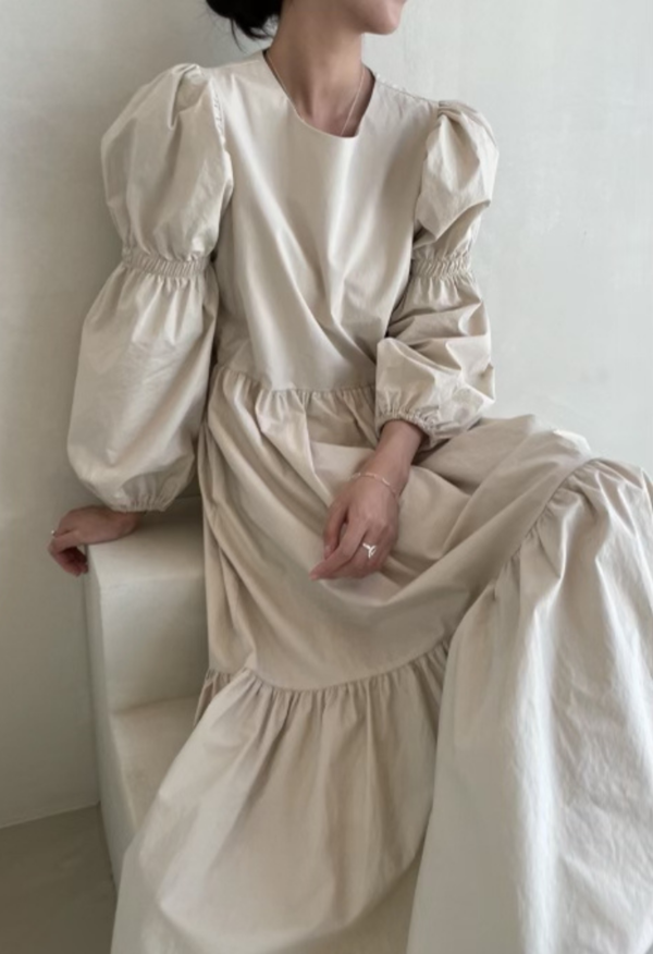 NKC Long Sleeve Cream Peasant Dress | Garmentory