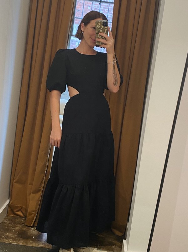 Charlie Holiday Flores Tiered Linen Dress - Black