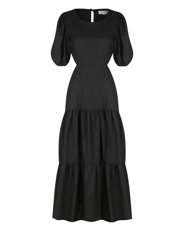 Charlie Holiday Flores Tiered Linen Dress - Black