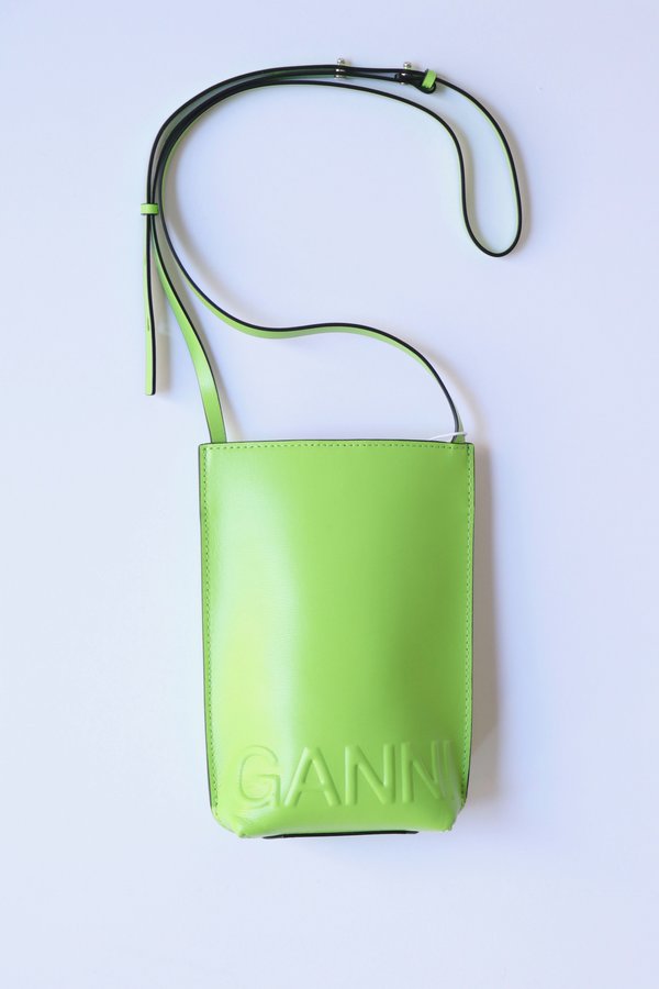 Ganni Recycled Leather Crossbody Bag - Flash Green | Garmentory