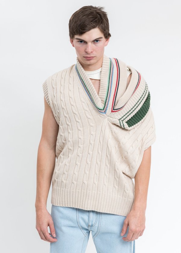 Y/project Triple Collars Cricket Vest - Beige | Garmentory