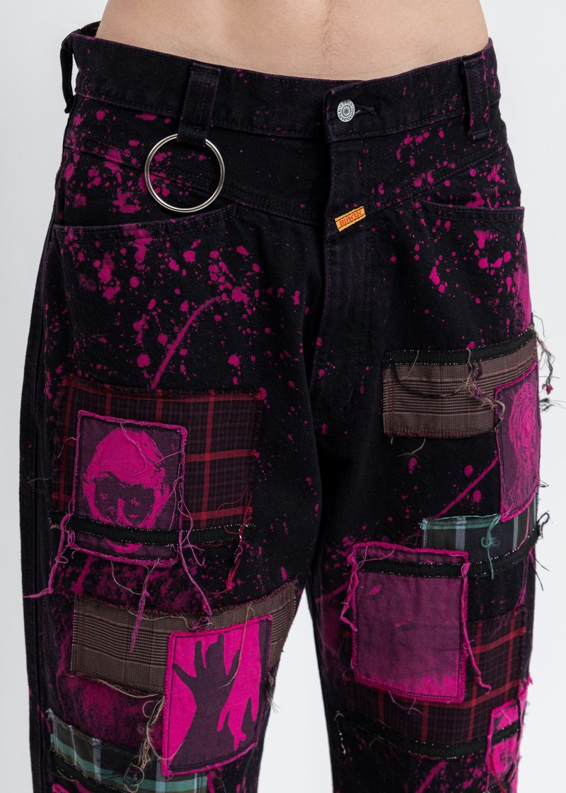 KIDILL × EDWIN Patch Katana Wide Pants - Black/Pink | Garmentory