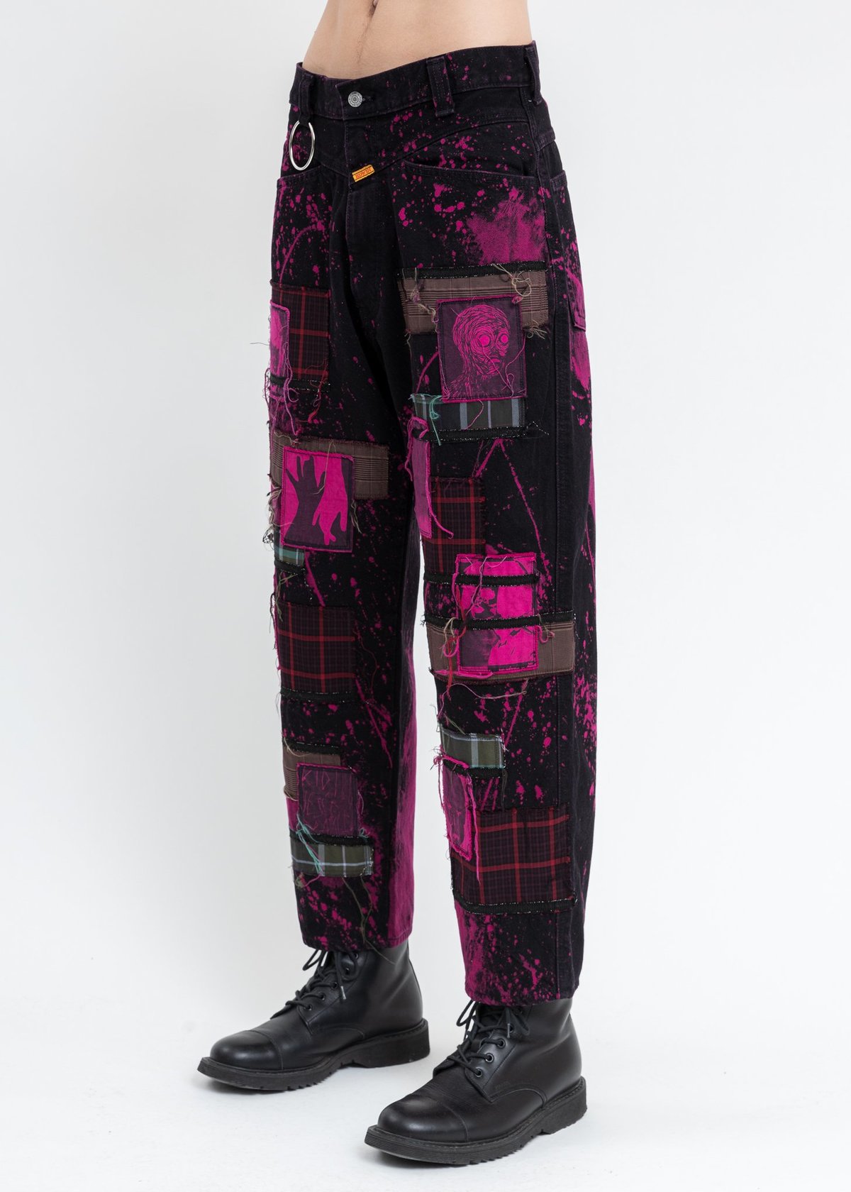 KIDILL × EDWIN Patch Katana Wide Pants - Black/Pink | Garmentory