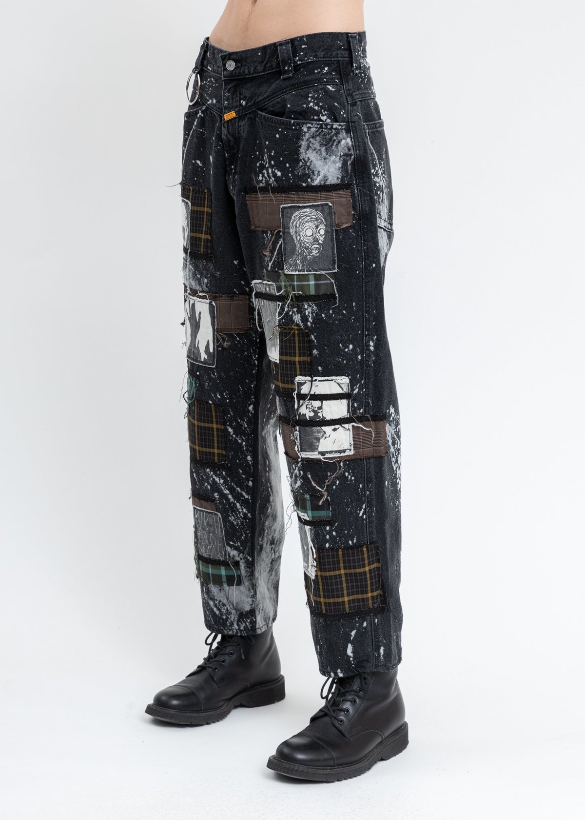 KIDILL × EDWIN Patch Katana Wide Pants - Black/White | Garmentory