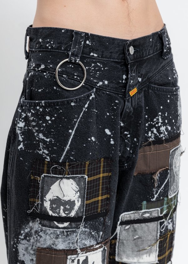 KIDILL × EDWIN Patch Katana Wide Pants - Black/White | Garmentory