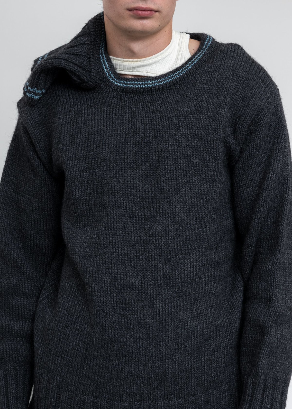 トップス Y/PROJECT double neck over size sweater Y/project Double Neck Oversized Knit Sweater - Dark Grey