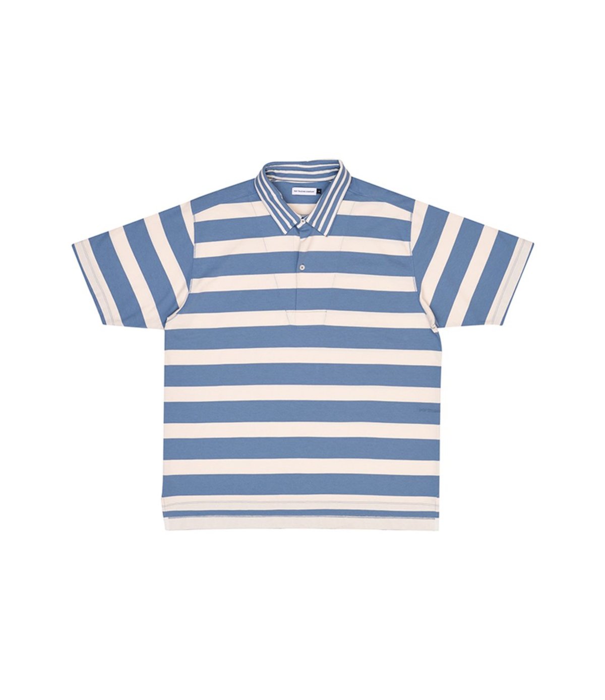 Pop Trading Company Italo Striped Short Sleeve Shirt - Blue Shadow/Off-White - Image 4 of 5