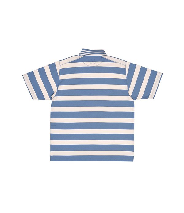 Pop Trading Company Italo Striped Short Sleeve Shirt - Blue Shadow/Off-White