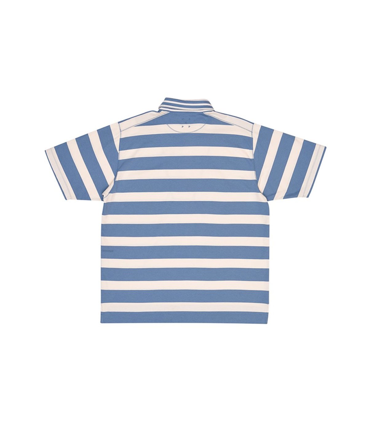 Pop Trading Company Italo Striped Short Sleeve Shirt - Blue Shadow/Off-White - Image 5 of 5