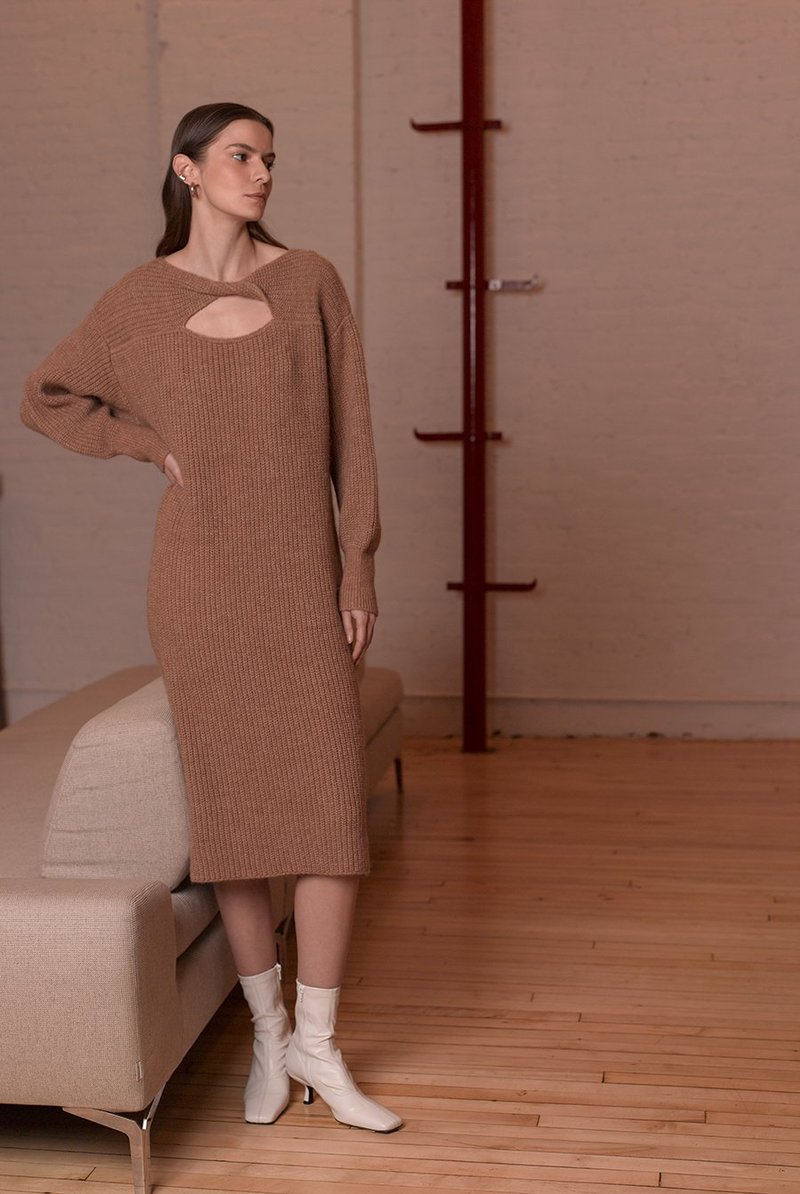 Eleven Six Knits BETH SWEATER DRESS - CAMEL | Garmentory