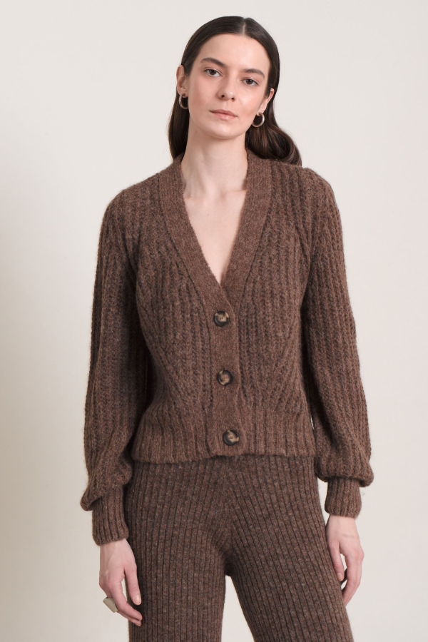 ELEVEN SIX Sara Cardi Cardigan - Dusty Choc