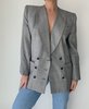 Vintage Padded Shoulder Plaid Blazer - Thumbnail 1