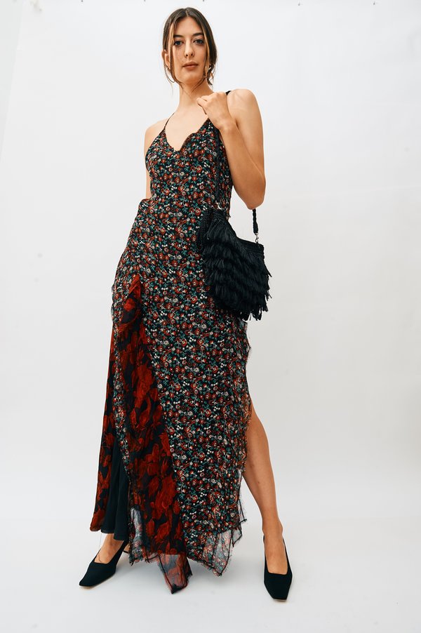 Pre-loved] R13 Raw-Trim Patchwork Floral Maxi Dress - Black Floral |  Garmentory