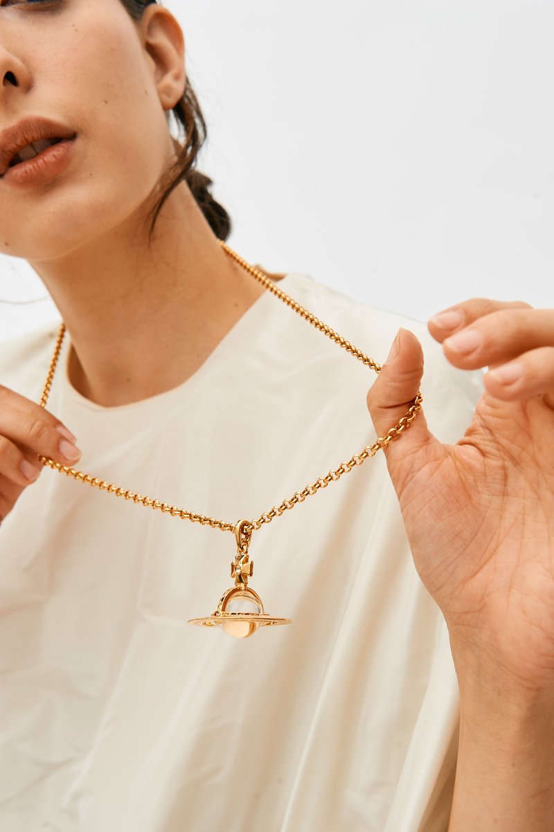PRE-LOVED Vivienne Westwood Orb Logo Pendant Necklace - GOLD