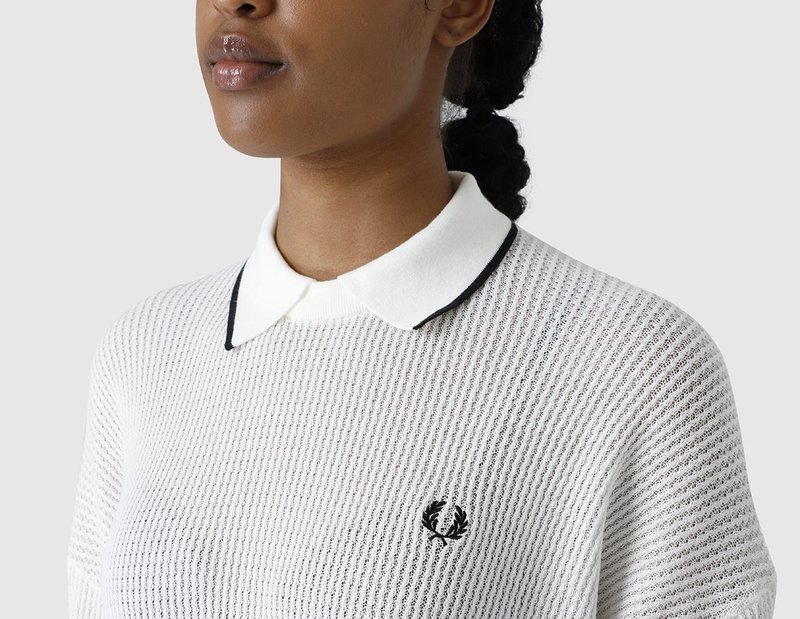 Fred Perry Women's Tipped Collar Knitted Shirt - Snow White