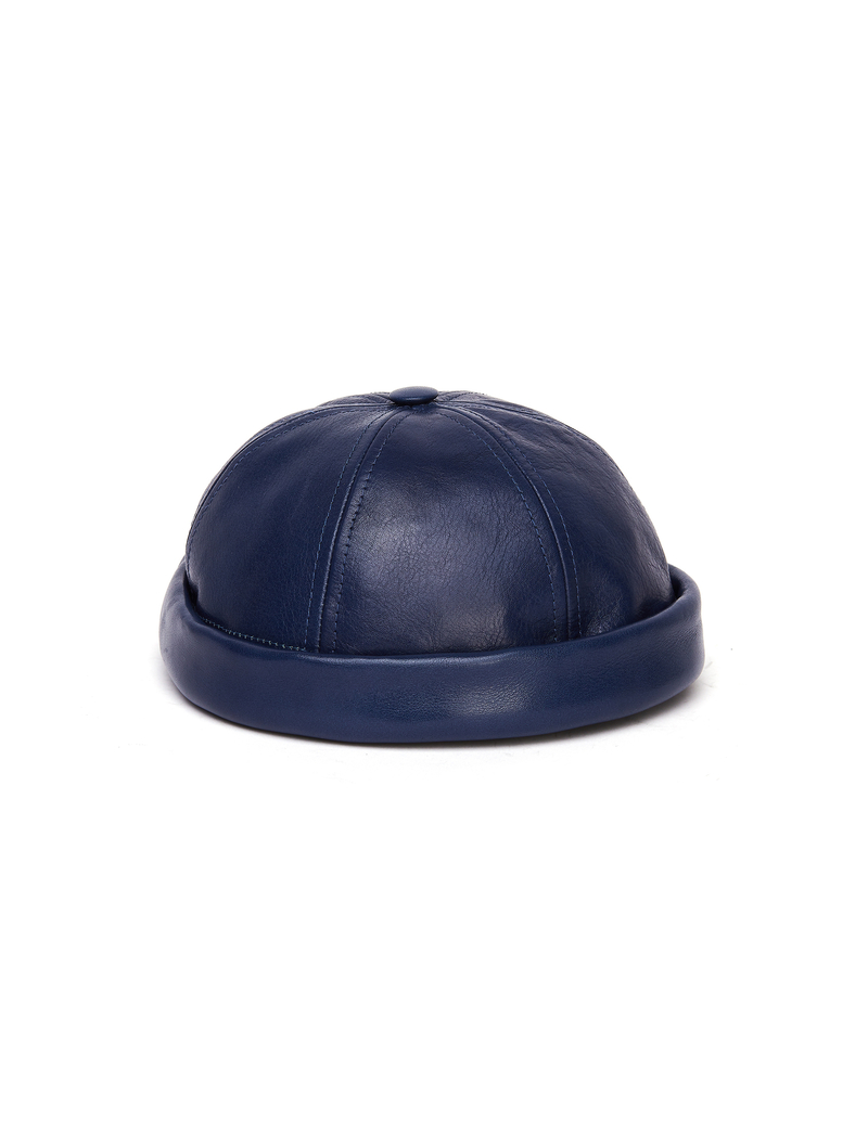 Junya Watanabe Beton Cire Navy Leather Beanie Hat | Garmentory