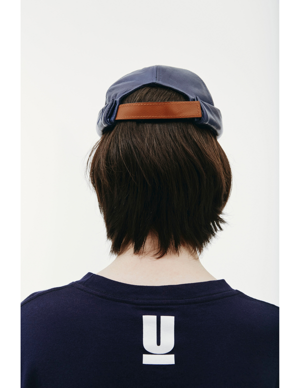 Junya Watanabe Beton Cire Navy Leather Beanie Hat | Garmentory