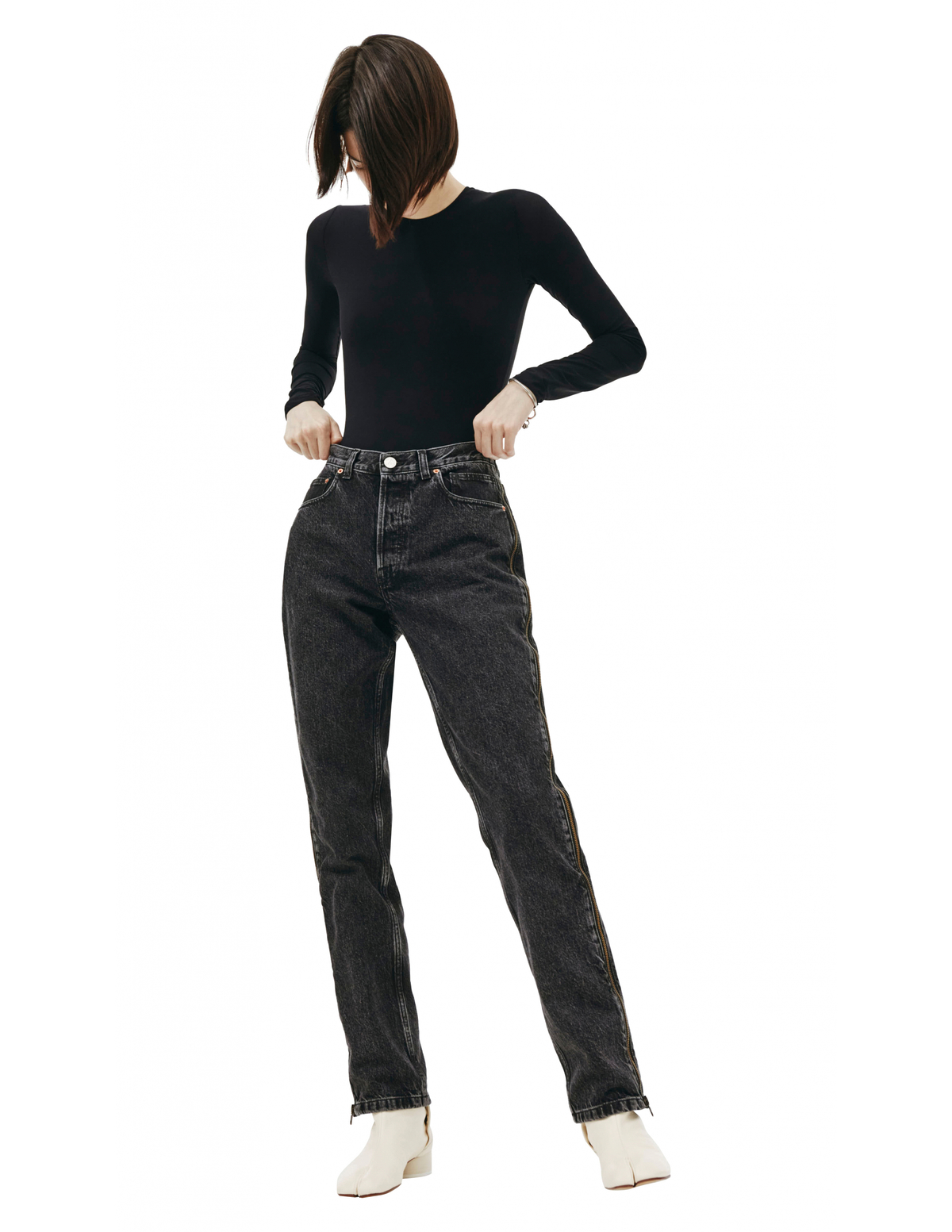 Vetements Black Cotton Side Zip Jeans