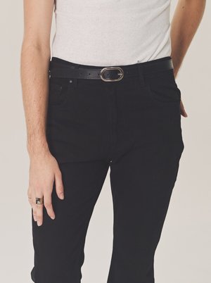 Ernest W. Baker Gold Buckle Leather Belt - Black | Garmentory