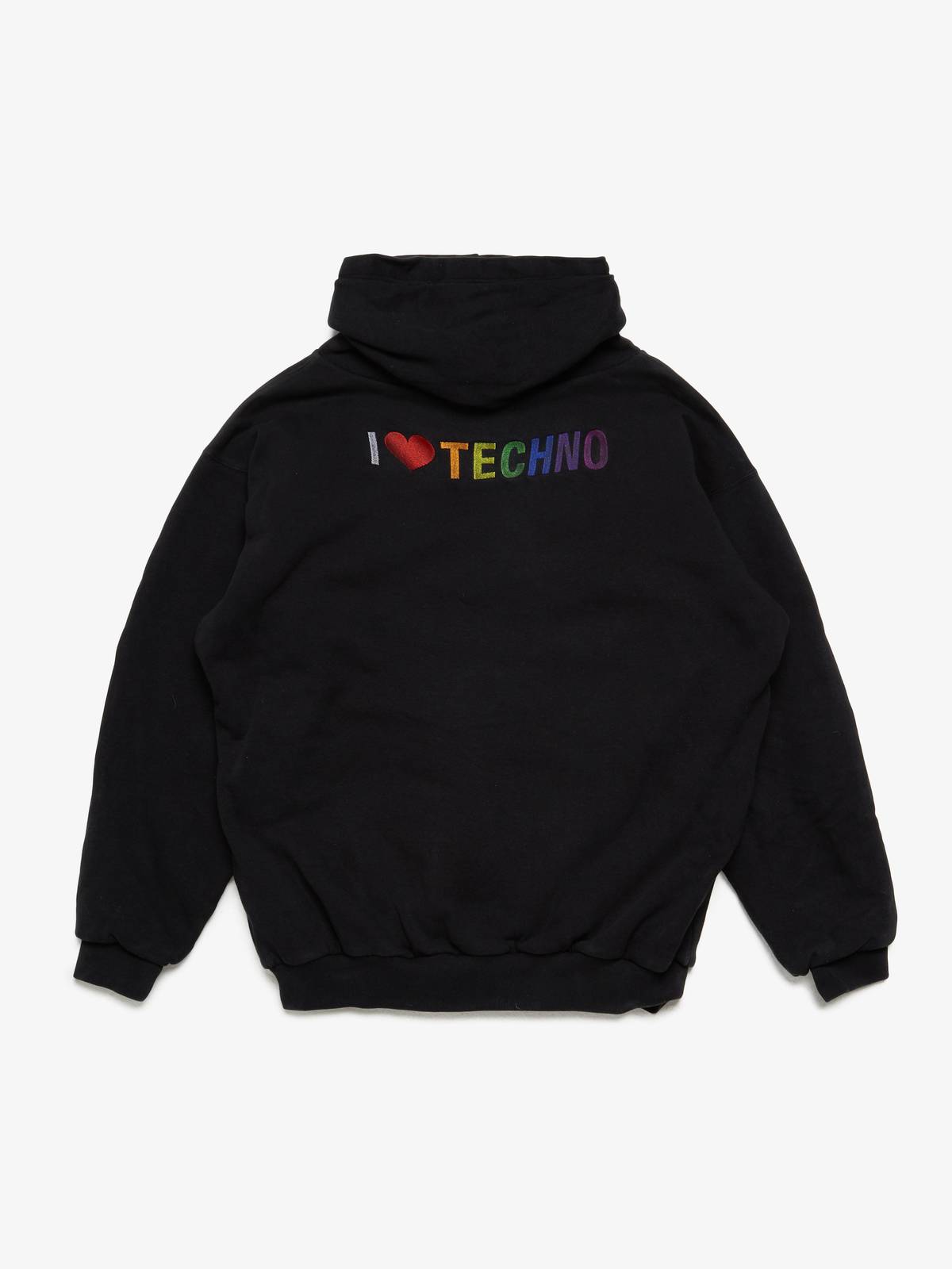 Pre-Loved] Balenciaga Black I Love Techno Back Embroidered Heavy