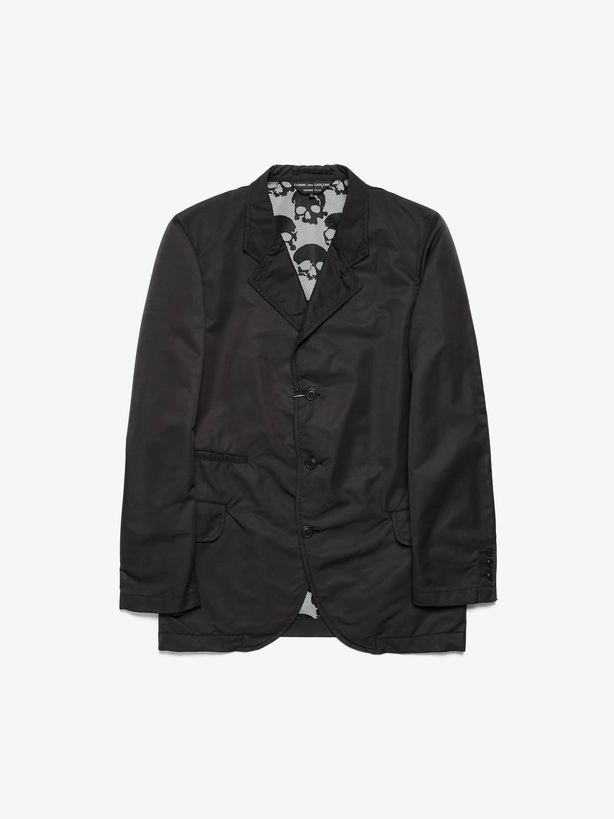 Comme Des Garcons Homme Plus Black Skull Printed Polyester Blazer 