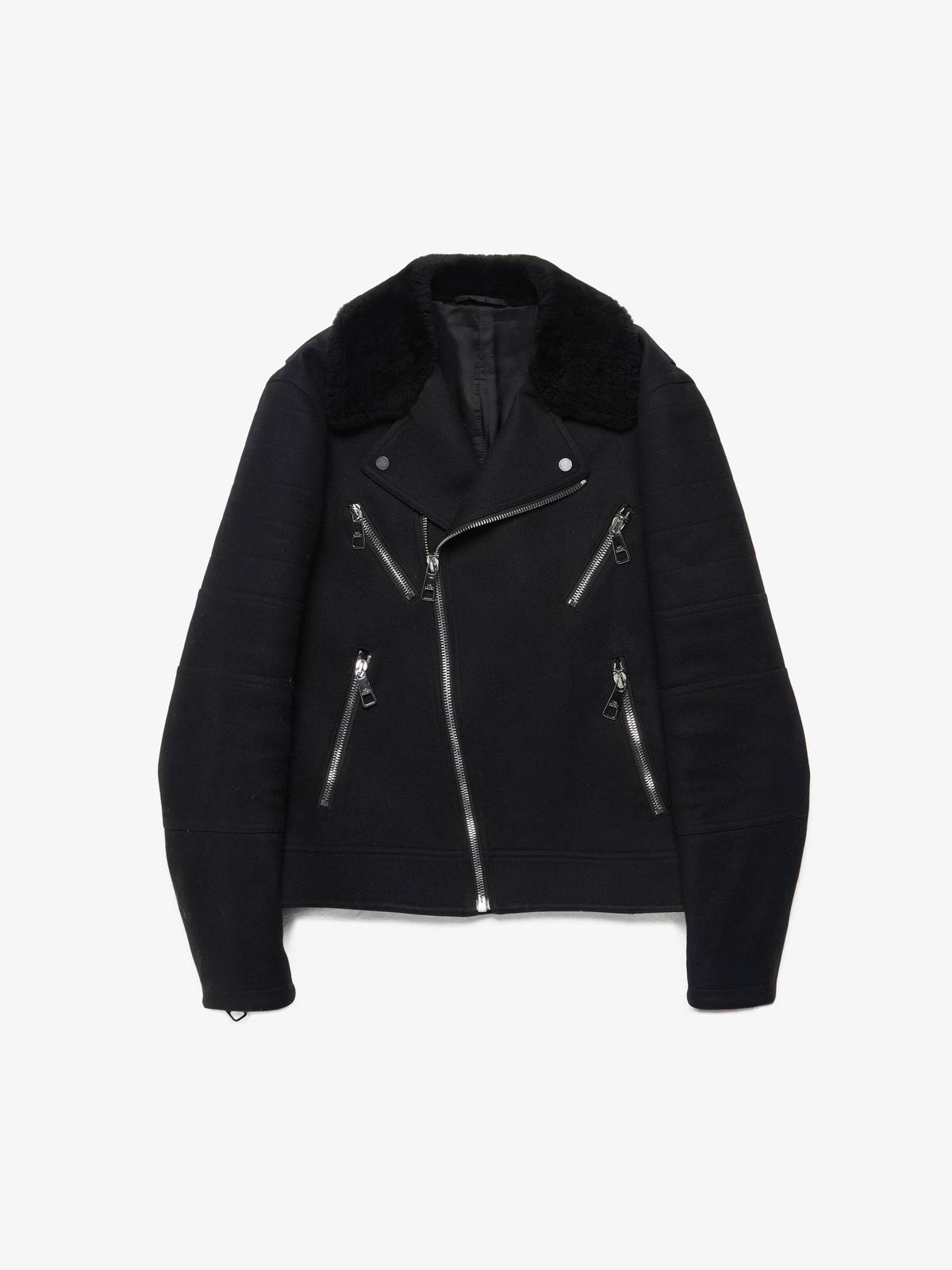 PRE-LOVED Neil Barrett Wool Biker Shearling Detailed Jacket 
