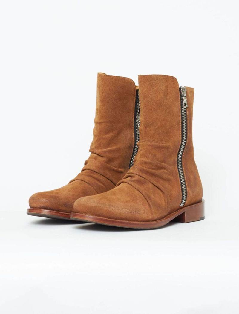 Amiri Stack Suede Side Zip Boots | Garmentory