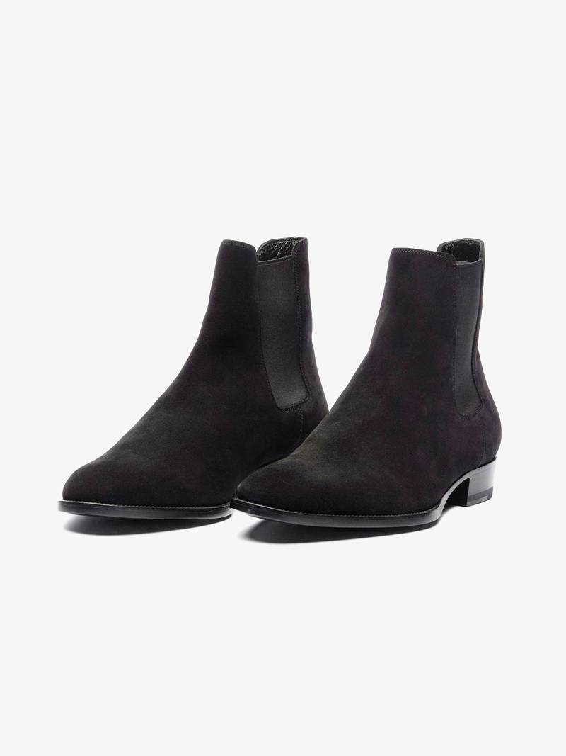 Saint Laurent Black Suede Crepe Sole Chelsea Boot Pre-Loved] Saint Laurent Paris Black Suede Crepe Sole  main image 2