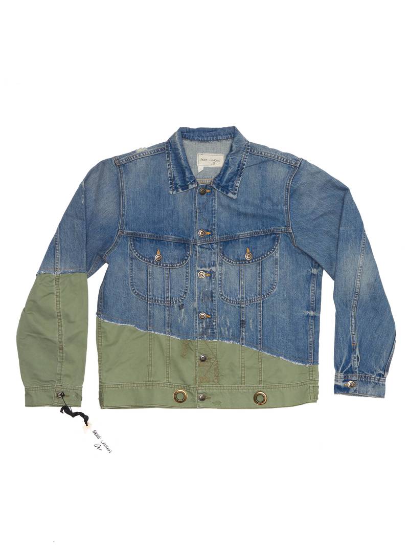 PRE - LOVED] Greg Lauren Washed 50/50 Denim and Tent Cotton Jacket