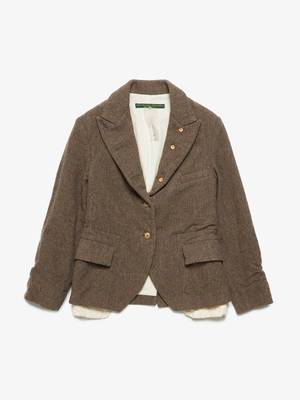 Paul Harnden Shoemakers Women Brown Herringbone Wool Jacket