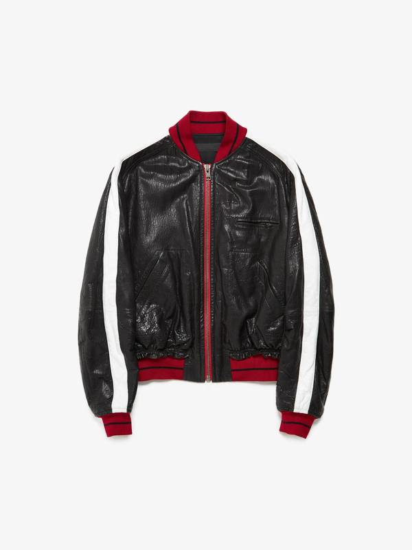 Haider Ackermann Black Contrast Detailed Leather Perth Bomber