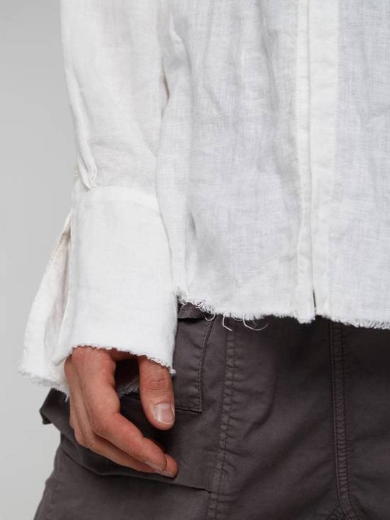 PRE-LOVED Greg Lauren Linen Studio Mixed rib Shirt - white