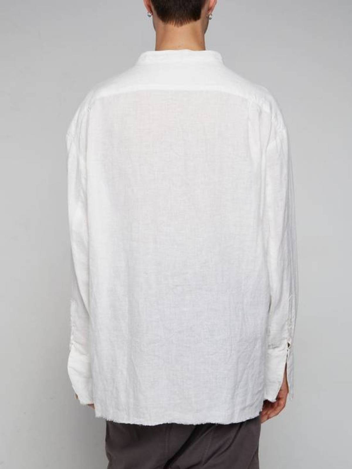 PRE-LOVED Greg Lauren Linen Studio Mixed rib Shirt - white