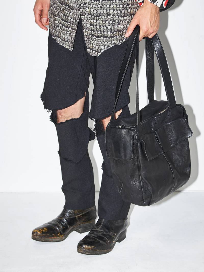 Pre - Loved] Yohji Yamamoto Leather Bag - Black | Garmentory