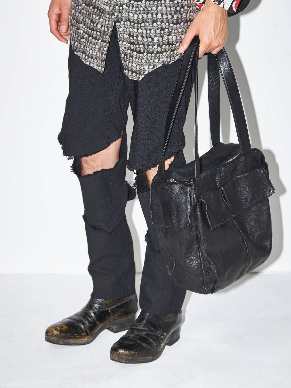 Pre - Loved] Yohji Yamamoto Leather Bag - Black | Garmentory