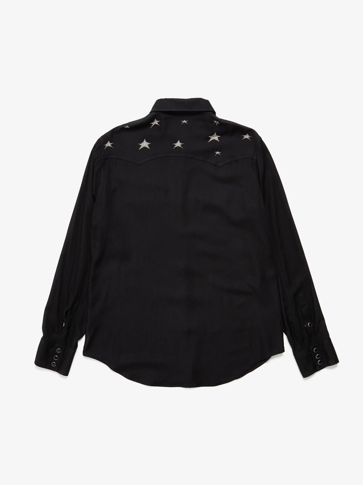Saint Laurent Paris Black Star Beaded Embroidered Viscose Shirt